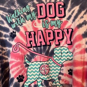 Simply Southern Tie Dye Tee shirt with dog